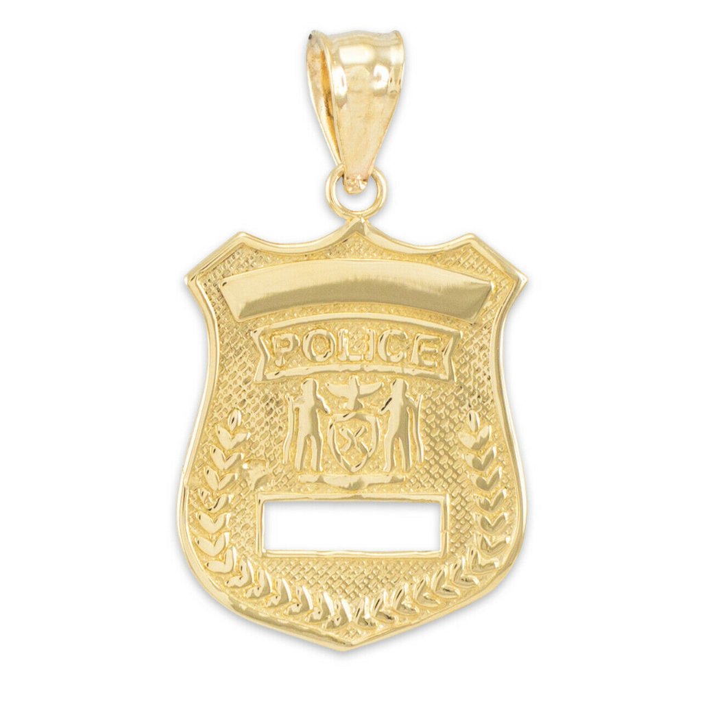 14k Gold Police Sheriff Deputy Cop Badge Pendant 388$
